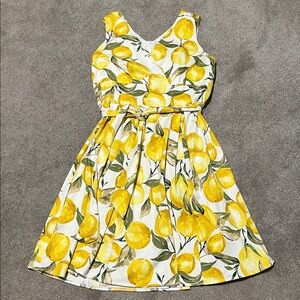 Rabbit Rabbit Rabbit Lemon Printed Midi Dress Wrap Top Belted size 14
